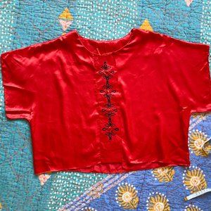 Vintage Silky Val Mode Lingerie Asian Pajama Top - Size L